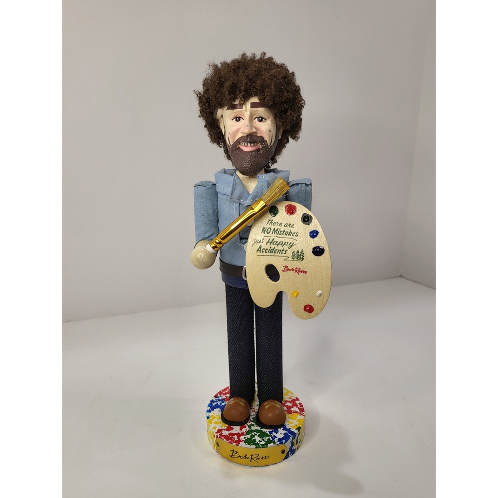 Kurt S Adler Bob Ross Wooden Nutcracker 10.5 Inch Happy Accidents Artist Decor